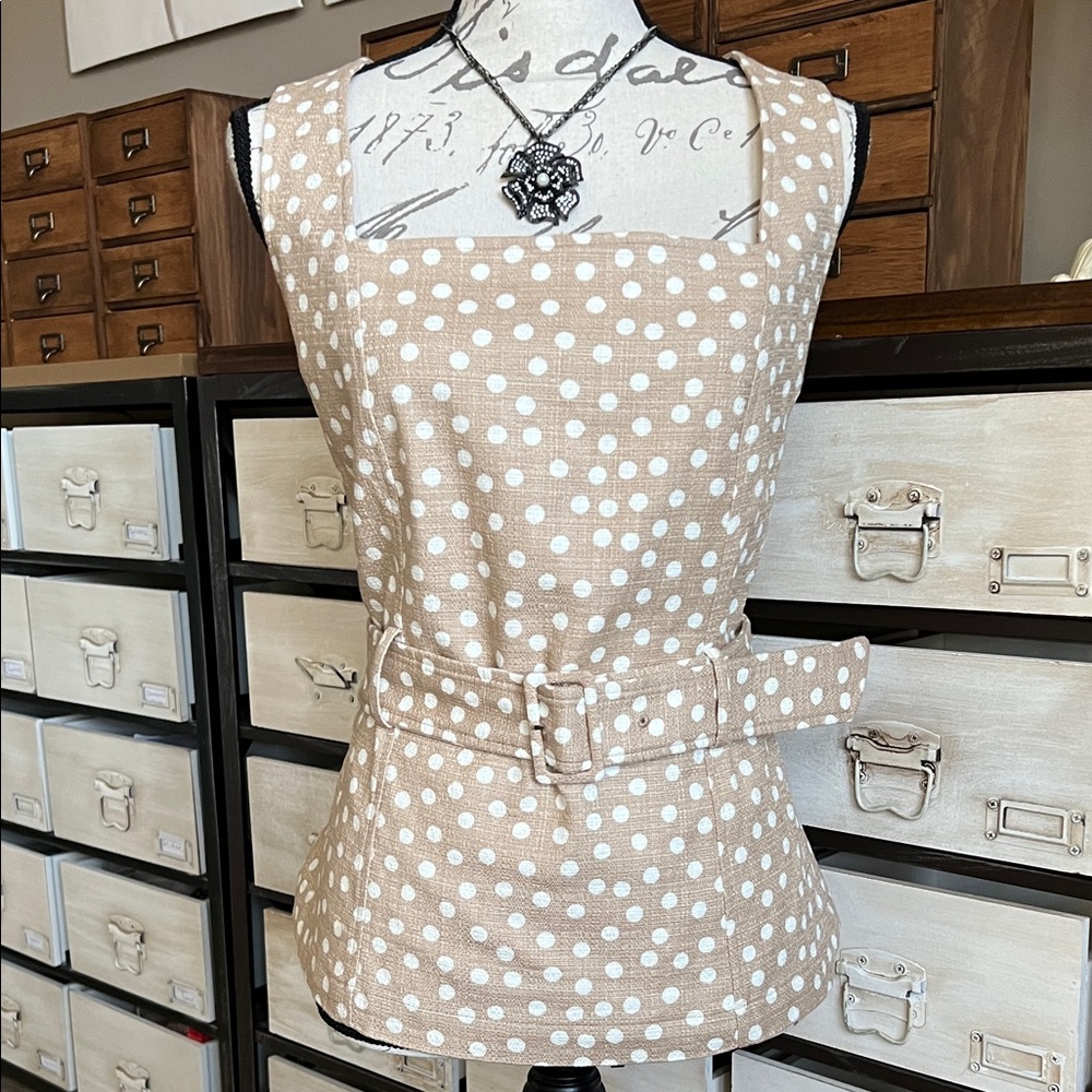 NEW Ann Taylor Tan and White Polka Dot Blouse